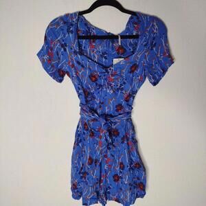 NWT Free People Women's Blue Floral Romper Size 0